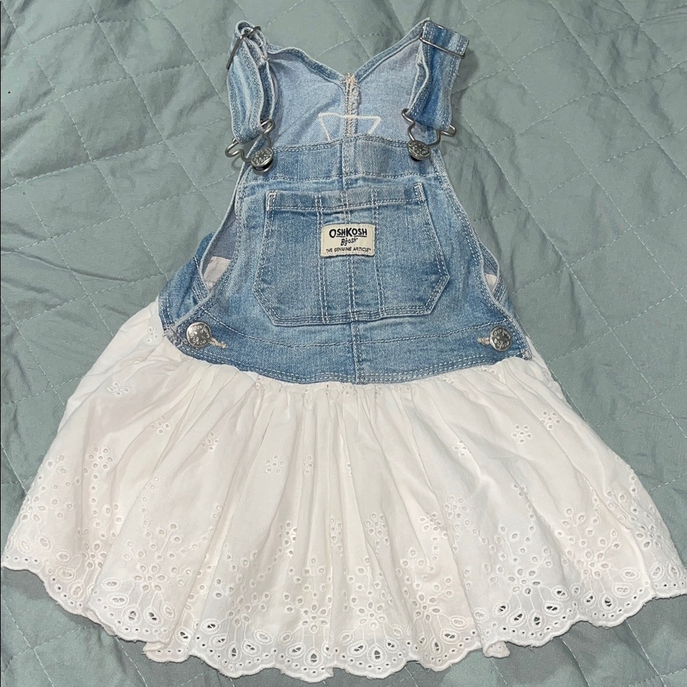 OshKosh B'gosh Blue Denim and White Eyelet Dress 2T